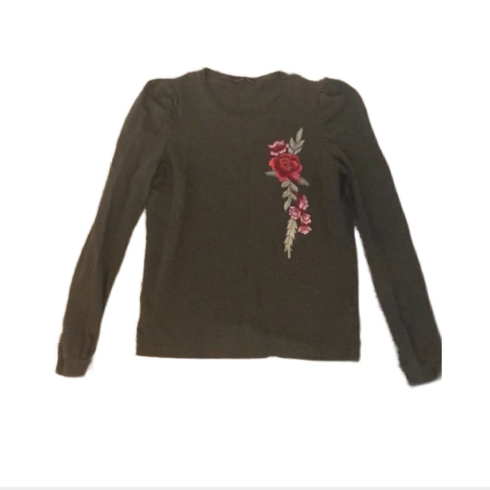 Zara green embroidered sweater